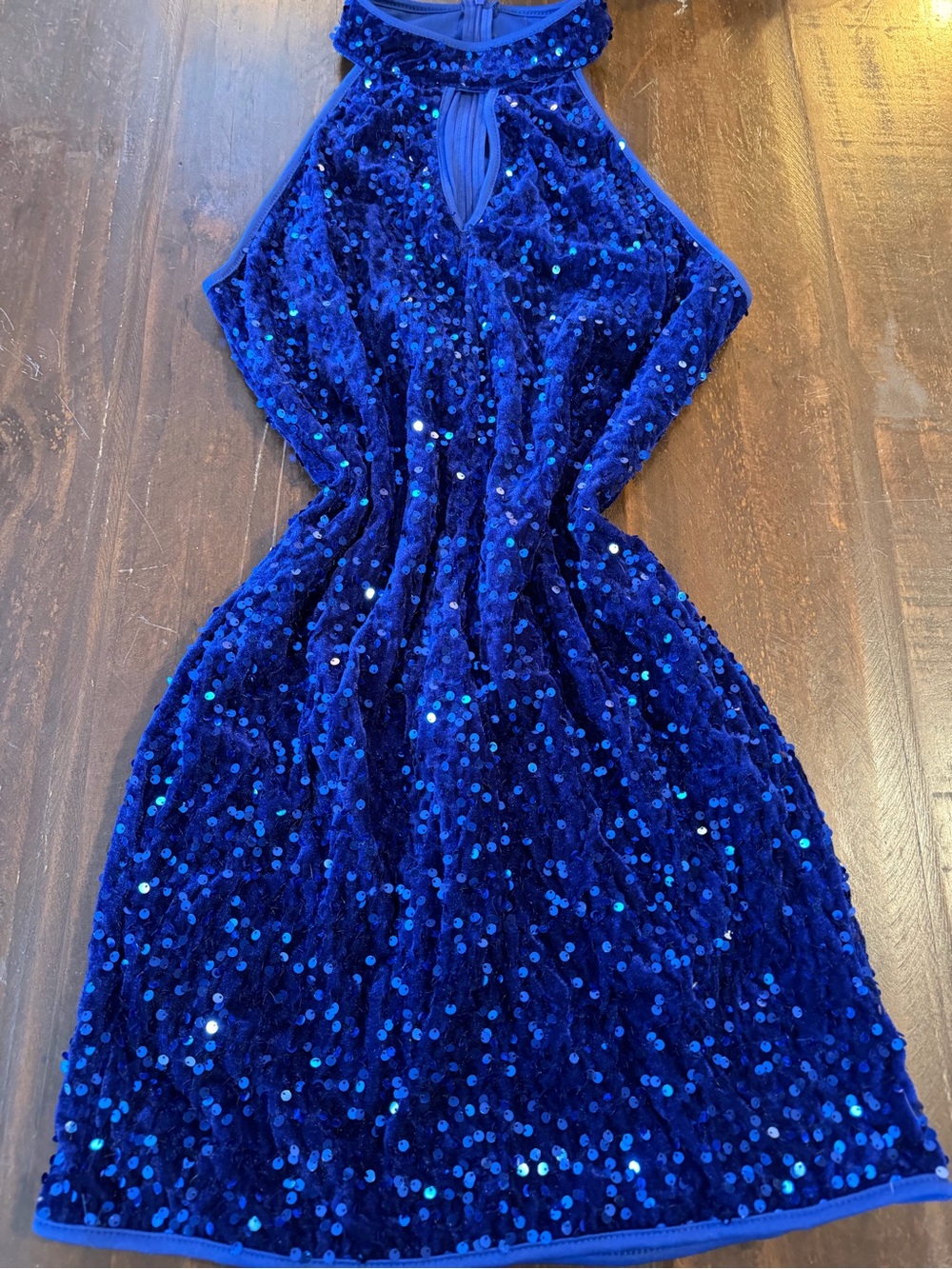 SHEIN Sparkle Halter Keyhole Mini Dress in Royal Blue - L - Picture 4 of 12